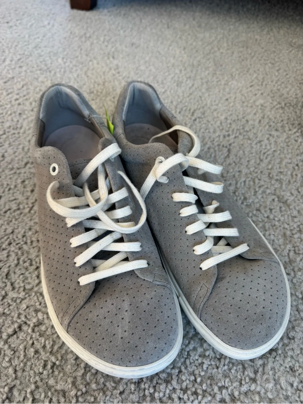 Birkenstock Grey Perforated Lace-Up Sneakers with White Laces